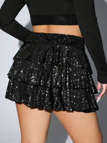 SHEIN ICON Gonna a strati multicolore con glitter per donne taglie forti