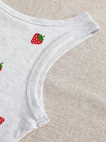 INAWLY Women's Strawberry Embroidered Short Camisole - Grey - View 4