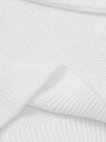 EURMUSE Herr Enfärgad Casual Texturerad Hög Halsad Regular Tröja - Vitt - Visa 7