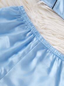 Bộ đồ ngủ 2 món/bộ áo ngắn tay in hình trái tim dễ thương cho bé gái tuổi mới lớn và quần short - Màu xanh lam - Xem 6