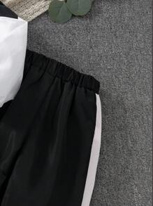 SHEIN Young Girl Colorblock Zip Up Hooded Jacket & Pants Girls Tracksuit Set