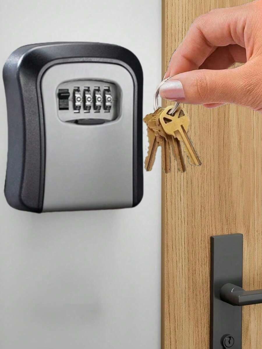 1pc Key Lock Safe Box, Wall-Mounted Key Lock Box, Outdoor Key Storage Cabinet, Combination Code Key Box With Alumimum Alloy Cylinder, High-Strength Material Housing Anti-Smash/Explosion/Lock, Reprogrammable Code, 6 Key Capacity, For Indoor/Outdoor/Garage/Garden/Shop/Construction Site