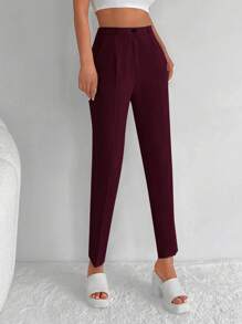 RueChic Solid Zip Up Suit Pants - Red Violet - View 4