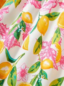 Tween GirlsYellow Cherry & Orange Graphic Sleeveless Long Dress, Comfortable & Fashionable Spring Girl Dress Summer Girl Dresses Summer Girls Dress - Apricot - View 6