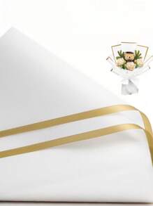 Giấy gói hoa - Giấy gói hoa chống thấm Gold Edge - Giấy gói hoa phù hợp cho sinh nhật và đám cưới - Vàng trắng - Xem 8