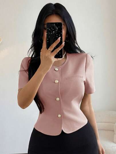 DAZY 女士优雅修身夹克，夏季新款，返校季女装外套