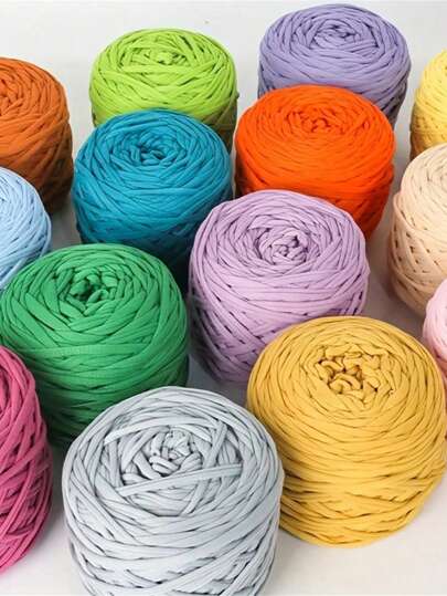 1卷280克T恤纱线，用于钩针编织和DIY针织包、靠垫、玩偶、手工钩针编织项目的机织针织纱线，多色纱线钩针