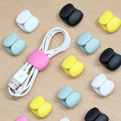 10pcs/20pcs Random Color Cable Organizer Clips, Decorative Earphone/Charging Cable Winding Wrappers, Multi-Functional Winding Device