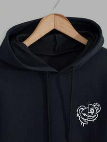 EURMUSE Men Cottonline Bear Printed Regular Hoodie - Black - View 5