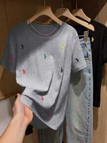 INAWLY 女士休闲刺绣细节圆领短袖T恤，夏季