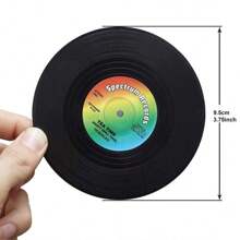 SHEIN 6pcs/Set Colorful Retro Vinyl Record Disk Coasters For Drinks Vinyl Record Coaster Set Coffee Table Decor