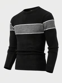 Jersey regular de punto de canalé con bloque de color para hombre