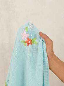 SHEIN Swim Women's Floral Embroidery Beach Cover Up For Summer Beach Vacation - Baby Blue - View 8