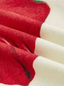 ROMWE The White Lotus 花朵图案褶饰结侧挂脖连衣裙 - 黃色 - 查看 10