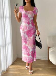 Modelyn Vestido de sirena de verano con escote de volantes y ajustado al Body - Multicolor - Ver 6