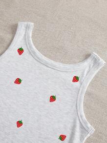 INAWLY Women's Strawberry Embroidered Short Camisole - Grey - View 3