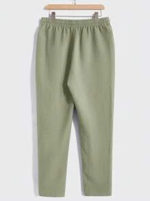 Manfinity RelaxMax 2 件套纯色纽扣前口袋男士衬衫和裤子套装，舒适服装 - 薄荷綠 - 查看 3