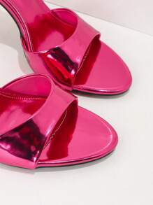 CUCCOO SZL Women's Metallic Pointed Toe High Heel Party Sandals - Hot Pink - View 5
