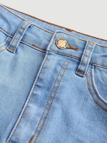 SHEIN Girlism Teen Girl Skinny Pockets Summer Casual Denim Shorts