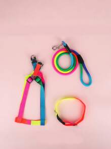 قيادة كلب/قطة جلدية ملونة، حزام صدر ملون دائري نمط ، سلسلة كلب - متعدد الألوان - مشاهدة 7