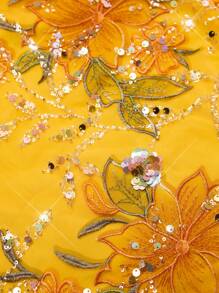 Opulessa Summer Beach Vacation Shiny Sequin Birthday Party Elegant Graduation Yellow Plain Woven Embroidered Fabric Low Waist Mini Skirt For Women,Country Concert - Yellow - View 7