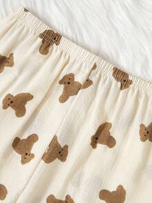 适合青春期女孩的学校女孩睡衣桃色可爱樱桃印花长裤和长袖休闲两件套睡衣套装