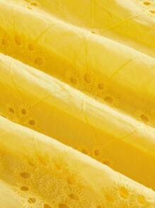 SHEIN MOD Falda midi con bordado y lazo de estilo retro británico para mujer - Amarillo - Ver 3