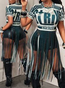 BamGleam 绿色字母休闲印花T恤