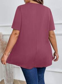 Plus Solid Round Neck Tee - Redwood - View 2