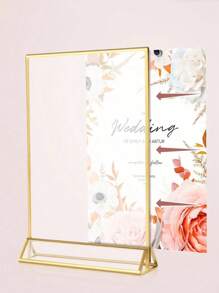 Factory Stock Acrylic Gold-Edged Table Cards, Transparent Color Triangular Dining Table Signs Set.