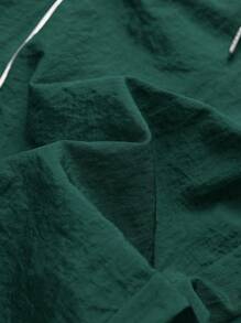 Sport MetroGents 男式撞色饰边抽绳腰运动裤秋季透气 - 墨綠色 - 查看 4