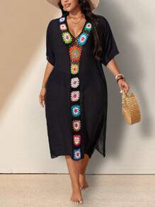Swim Lushoire Plus Size Cover Ups For Summer Beach Vacation - Black - View 4