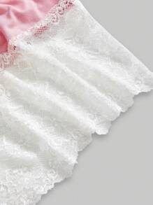 ROMWE Goth Y2K Retro Punk Ärmelloses Top mit kontrastierender Spitze und drapiertem Hals - Babypink - Übersicht 3