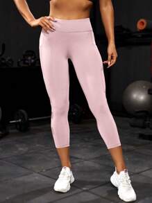 Powerista 女士透气拼接网眼面料手机口袋弹力运动紧身裤，夏季 - 粉色 - 查看 5