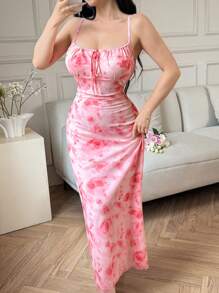 Modelyn Robe sans manches élégante à imprimé floral pour femme - Rose bonbon - Voir 1