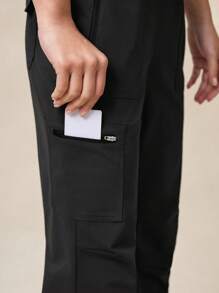 OutZeal 女士户外黑色长裤，适合露营、徒步旅行，触感凉爽，速干弹力修身剪裁，带口袋