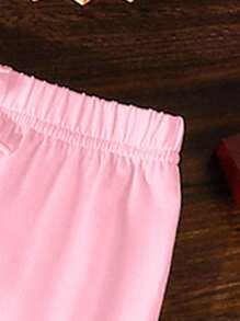 Young Girl Casual Minimalist Pattern Short Sleeve Round Neck T-Shirt With Pants, Summer Outfit Cute Sets For Girls Set Outfit For Girls Girl Clothes Set - Multicolor - View 6