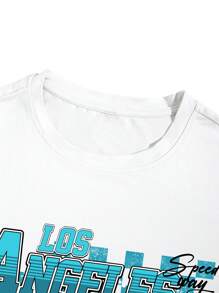 Manfinity Roghcode 男士圆领落肩休闲卡通赛车印花T恤套装，夏季