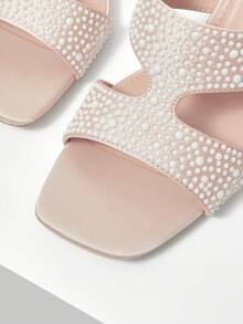 MOTF SQUARE TOE PU LEATHER HEELED SANDALS - Dusty Pink - View 6