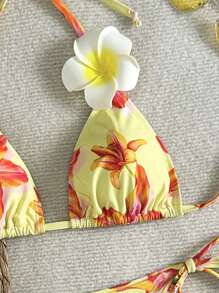 Sunnyshic Women 2pcs Tropical Print Bikini Set, Vacation & Leisure For Summer