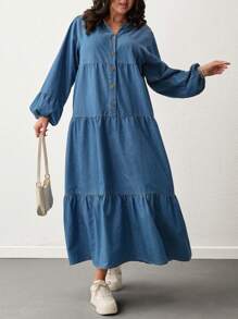 Robe à boutons à volants pour grande taille