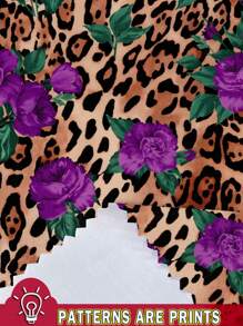 Slaydiva 大码花卉豹纹图案休闲连体裤，夏季