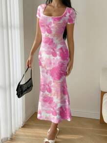 Modelyn Vestido de sirena de verano con escote de volantes y ajustado al Body - Multicolor - Ver 3