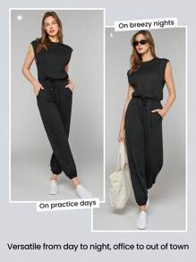 GLOWMODE Cloudknit Adjustable Pocket Peekaboo Jumpsuit Light Support Low Impact Daily Casual Black Jumpsuit  Jumpsuit Maternity Jumpsuit Elegant Jumpsuit Jumpsuits For Woman - Black - View 7