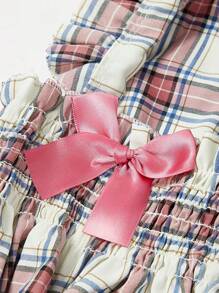 PETSIN Vestido ligero y transpirable con diseño a cuadros y lazo para mascotas, adecuado para primavera/verano, para gatos y perros - Multicolor - Ver 6