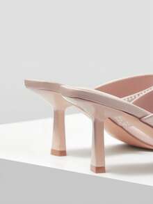 MOTF SQUARE TOE PU LEATHER HEELED SANDALS - Dusty Pink - View 8