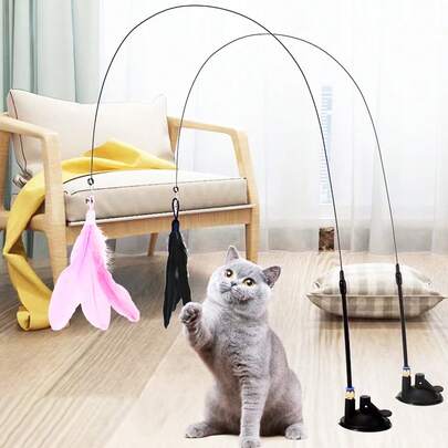 PETSIN 1 Cái Gậy Cho Mèo Cưng, Thanh Chuông Dài, Có Thể Cầm, Có Thể Hấp Phụ, Đầu Lông Có Thể Thay Thế, Đồ Chơi Cho Mèo Tự Giải Trí Chống Cắn, Đồ Chơi Cho Thú Cưng, Đồ Dùng Cho Thú Cưng