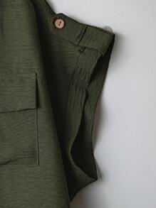 Linhara Plus Size Women's Solid Color Full Button Down Collar Short Sleeve Double Pocket Casual Comfortable Fashion Shirt