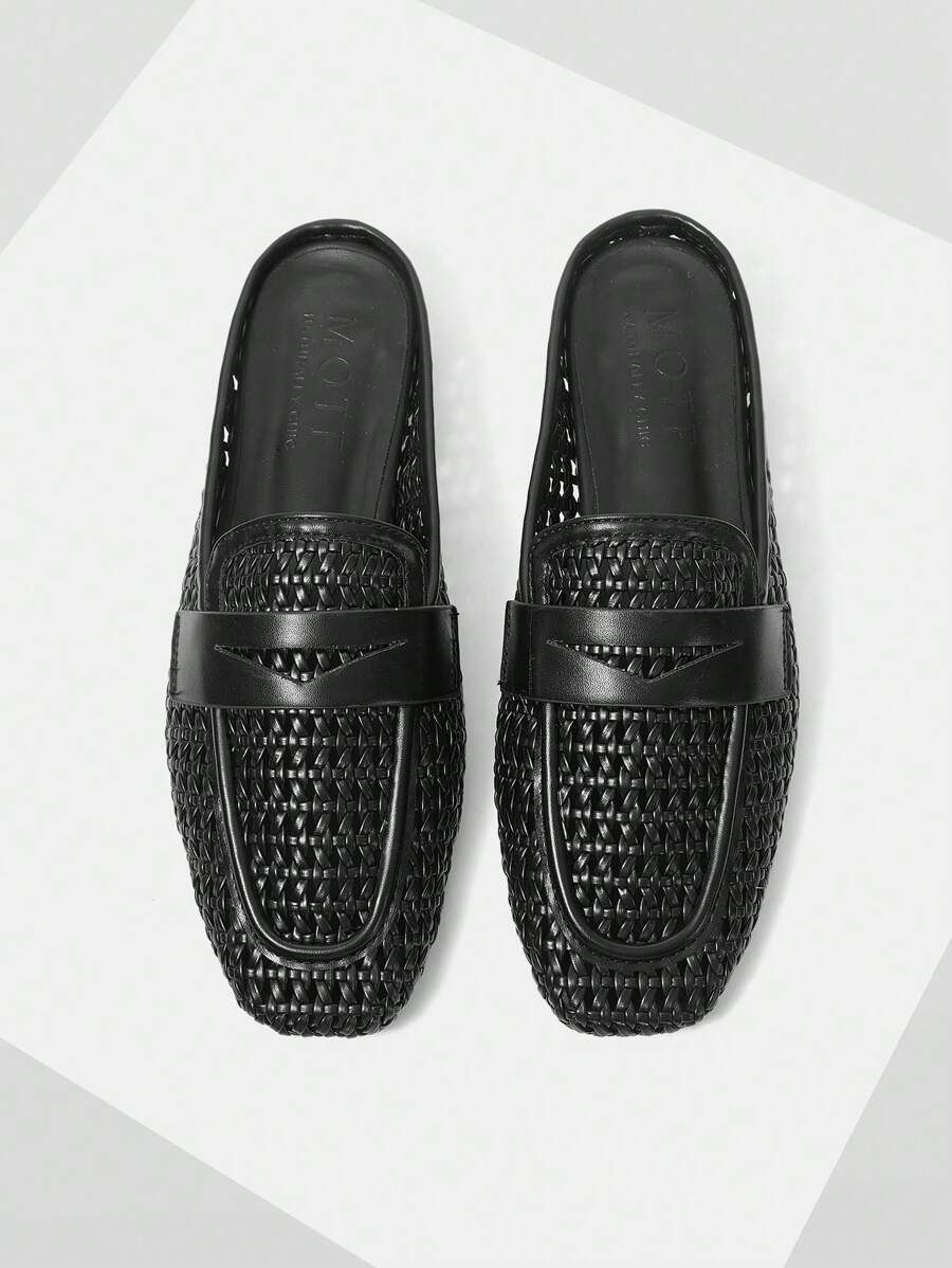MOTF SQUARE TOE SLIP-ON MULE FALTS - Black - View 1
