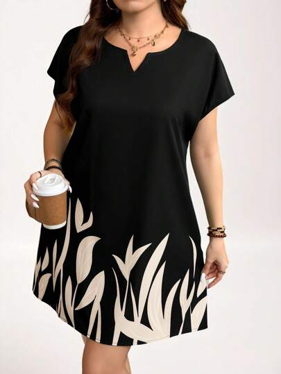 SHEIN LUNE Plus Size Summer Casual Floral Print Dress Plus Size Casual Dress